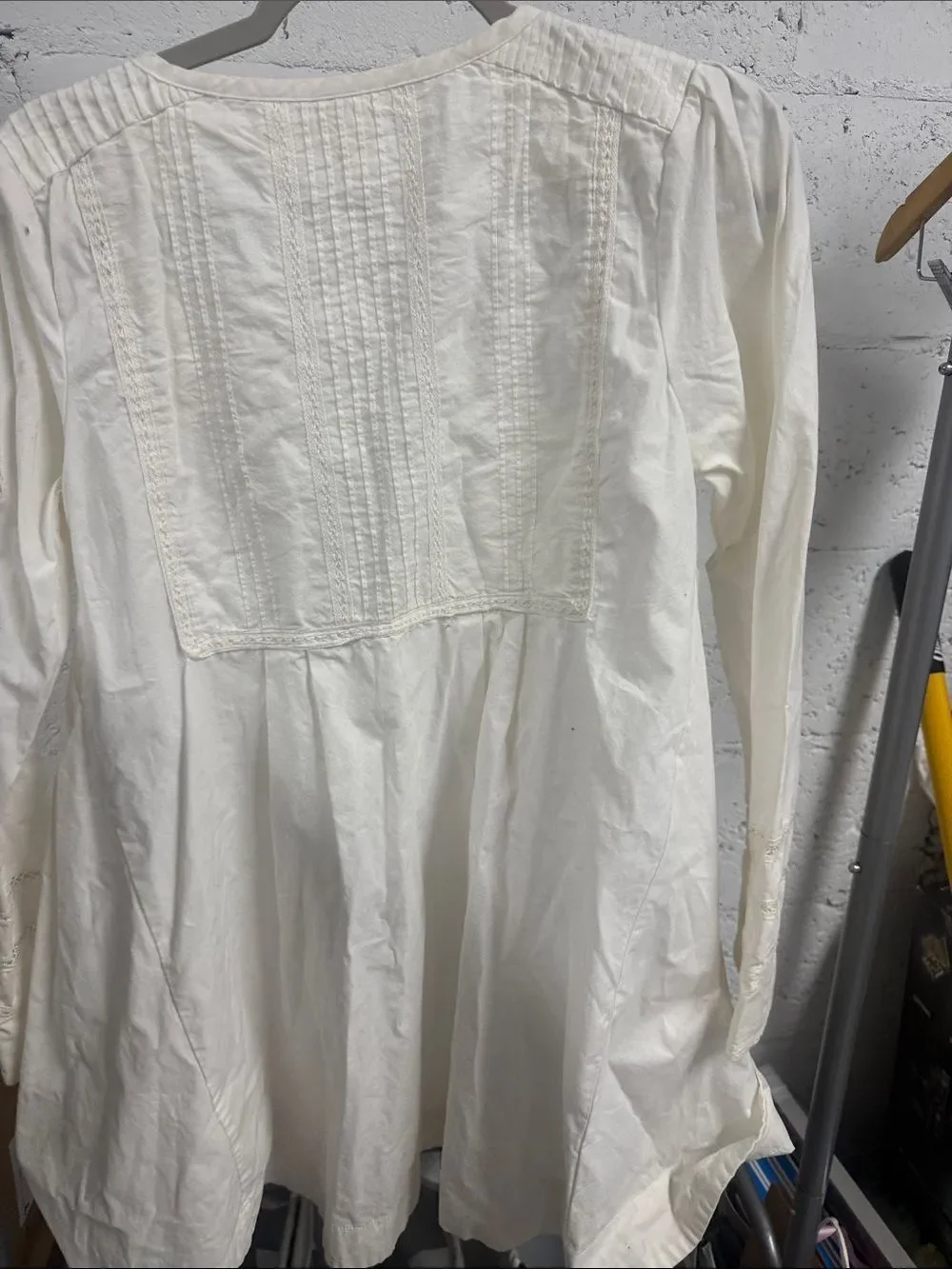 White Button-Front Tunic with Pintuck Details - FREE PEOPLE - Size Small - NWOT